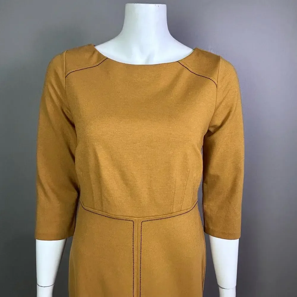 Boden dress size 8 Petite mustard yellow sheath work office tailored - Picture 2 of 10